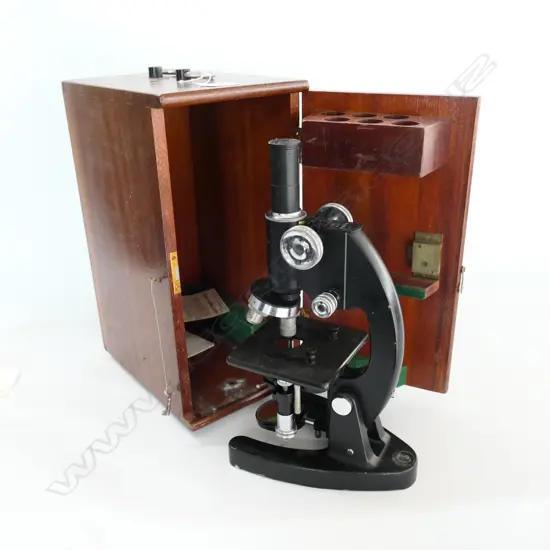 COOKE, TROUGHTON SIMMS BLACK PAINTED MICROSCOPE, IN CASE